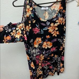 Floral dress with open shoulder